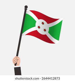 Hand Holding Burundi Waving Flag