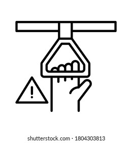 Mango del bus de retención manual con señal de advertencia. Vector de línea. Aislar sobre fondo blanco.