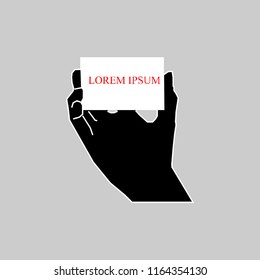 Hand holding business card icon