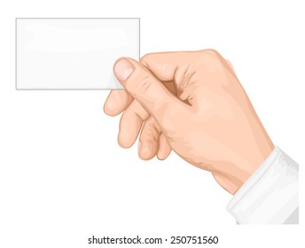 Hand holding  business card. vector illustration