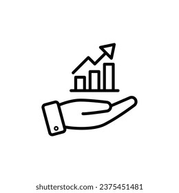 posesión manual de carrito de negocios gráfico financiero moneda de dinero aumento del valor en efectivo en dólares con flechas apuntando representan el esquema de crecimiento económico beneficio