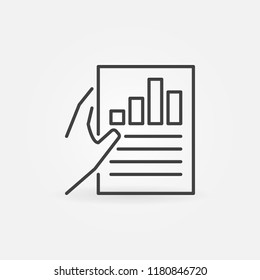 Hand holding Business report vector icon or symbol in thin line style