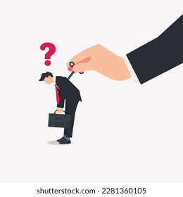 Hand holding the businessman with wind up key design vector illustration