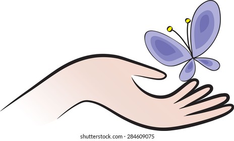 hand holding a butterfly