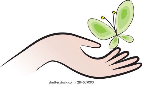 hand holding a butterfly
