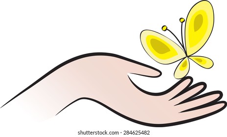 hand holding a butterfly