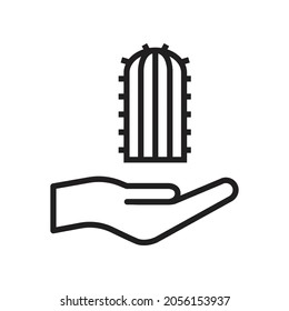 Hand holding cactus icon design vector illustration