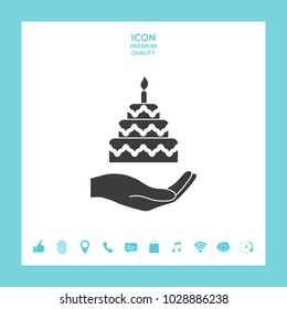 Hand holding a cake icon