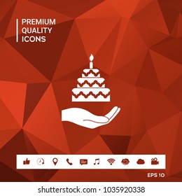 Hand holding a cake icon