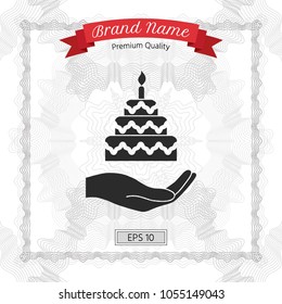Hand holding a cake icon