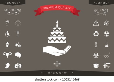 Hand holding a cake icon