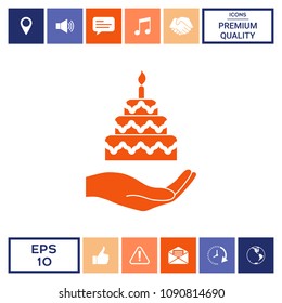 Hand holding a cake icon