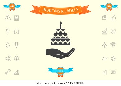 Hand holding a cake icon