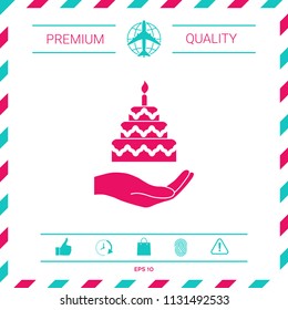 Hand holding a cake icon