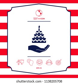 Hand holding a cake icon
