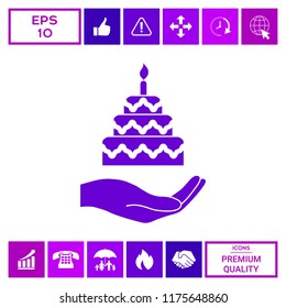 Hand holding a cake icon