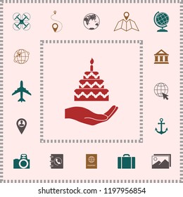 Hand holding a cake icon