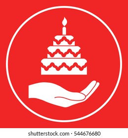 Hand holding a cake icon