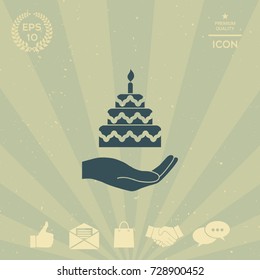 Hand holding a cake icon