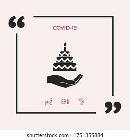 Hand holding a cake icon. Graphic elements for your design