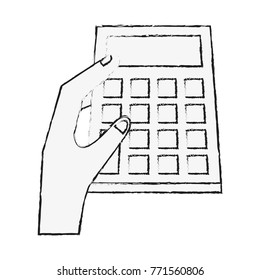 Hand holding a calculator