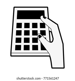 Hand holding a calculator