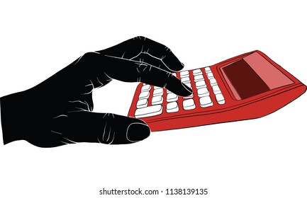 hand holding  calculator vector