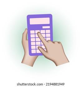 Calculadora de mano sujeta, icono de mano ilustraciones.