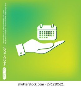 hand holding a calendar sign