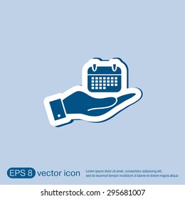 hand holding a calendar sign