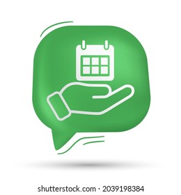 Hand holding calender vector in speech bubble - Modern design