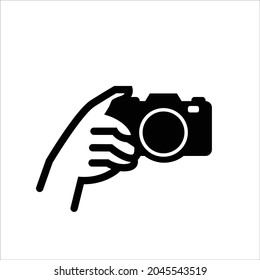 Hand Holding Camera Flat  Logo Icon 