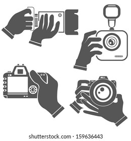 hand holding camera set, hands