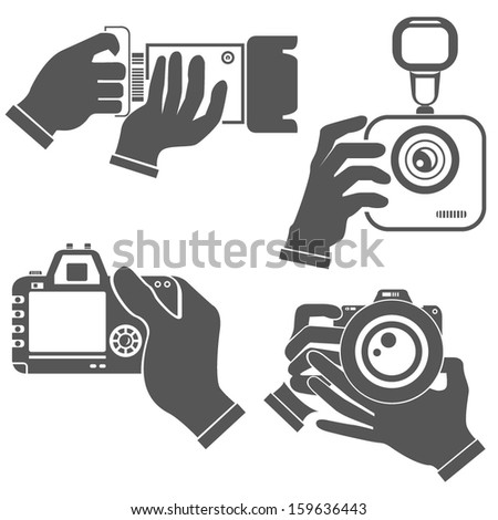 hand holding camera set, hands