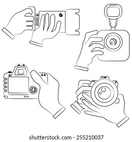 hand holding camera, sketch design