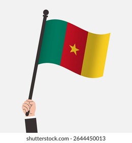Mão Segurando a Bandeira de Acenar Camarões