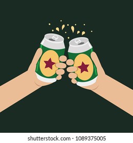 Hand holding can vector, Cheers! party