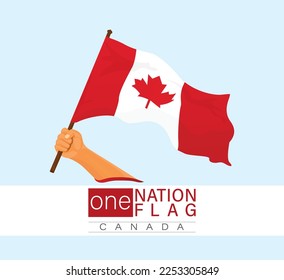 Hand holding Canada flag, as banner or background, Vector illustration