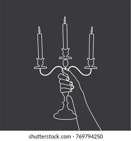 Hand holding a candelabra, vector illustration design. Hands collection.