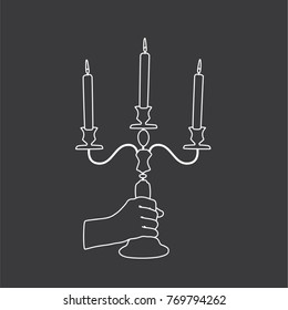 Hand holding a candelabra, vector illustration design. Hands collection.