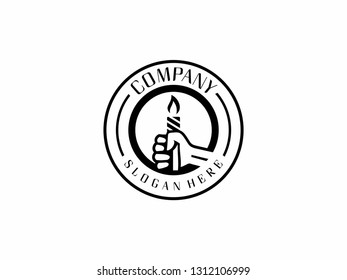 Hand Holding a Candle for a bright light of faith. Vector Logo Candle - Bright Light Logo - Vector - Logo