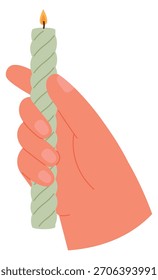 A hand holding a candle with a wick