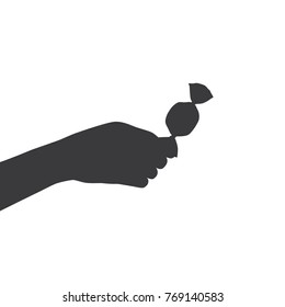 Hand holding a candy, vector illustration design. Hands collection.