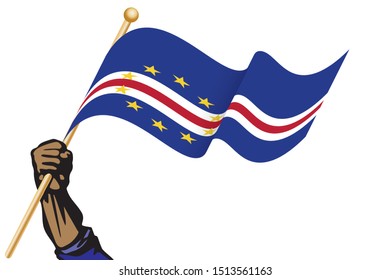 The hand holding the Cape Verde flag.