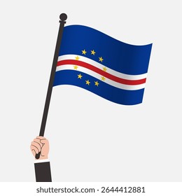 Hand Holding Cape Verde Waving Flag