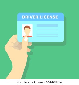 Hand Holding Car Driving Licence, Id Card Illustration