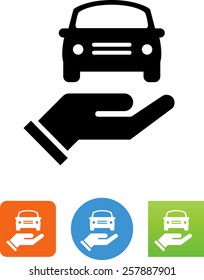 Hand holding car icon