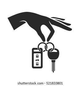 Hand Holding The Car Key Icon. Vector