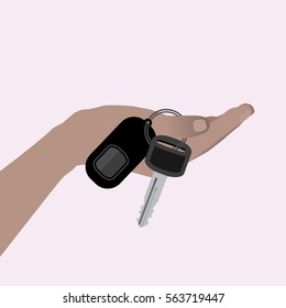 hand holding car keys. Valentine s Day. Illustrations. Use for Website, phone, computer printing fabric decoration design etc