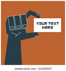 Hand Holding A Card Art (Flat Vector Text Box Illustration)